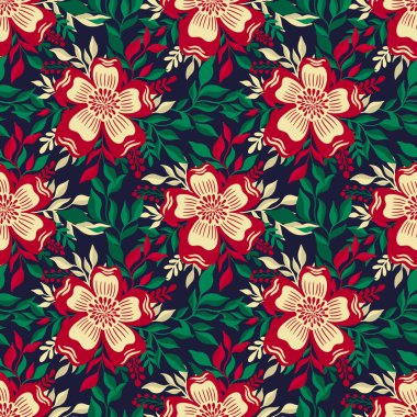 Kusursuz desenli çiçek. Zarif çiçek deseni. Botanik deseni. Moda baskısı.