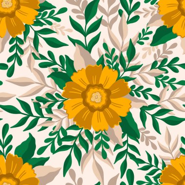 Kusursuz desenli çiçek. Zarif çiçek deseni. Botanik deseni. Moda baskısı.