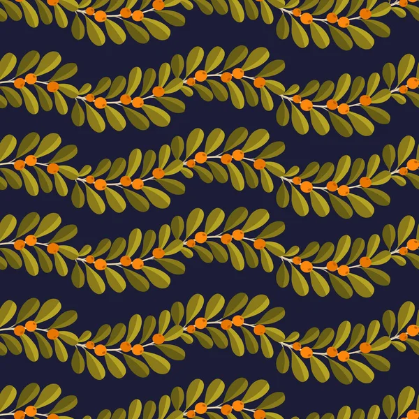 シームレスなパターン分岐葉。自然背景水平ストリップ植物 — ストックベクタ