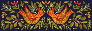 Süslü Noel 2022 Kuş Hayvanı. Branch zarif xmas tasarımını bırakıyor..