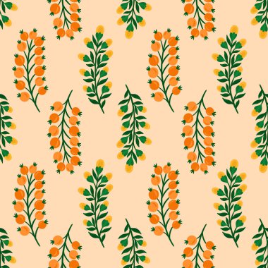 Kusursuz desenli çiçekli arka plan. Botanik bitkisi tekrarlama motifi. Güzel böğürtlen dalı süsü..