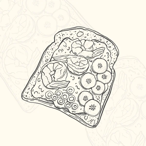 Illustratie toast schets voedsel.Handgetekend element design menu. Geïsoleerd object in witte achtergrond — Stockvector