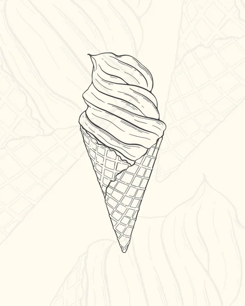 Ilustración de helados bosquejo Food.Hand elemento dibujado menú de diseño. Objeto aislado en fondo blanco — Archivo Imágenes Vectoriales