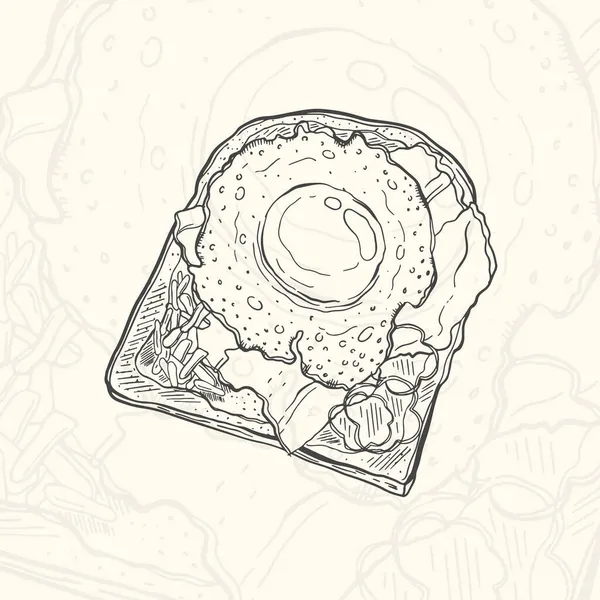 Ілюстрація тостів для ескізу їжі. Меню дизайну елементів, намальованих руками. Ізольований об'єкт на білому тлі — стоковий вектор