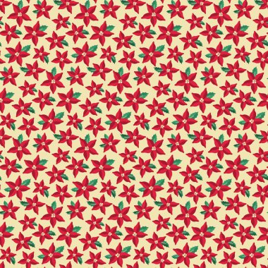 Kusursuz desenli Noel çiçekleri. Yeni yıl 2022 süsleri. Botanik dekorasyon..