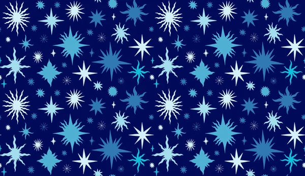 Set Sterne himmlischen nahtlosen Muster Hintergrund. Zeichnungselemente Sammlung flache Karikatur. Weltraumhimmel abstrakt. — Stockvektor