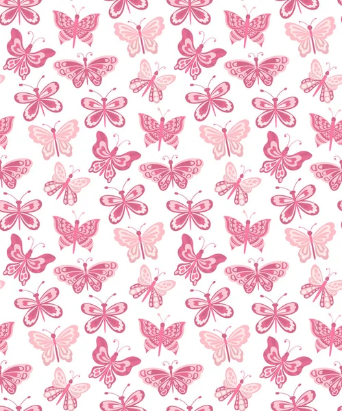 Mariposa y planta sin costura pattern.Simple plana elemento lindo insect.Cute diseño de dibujos animados. — Vector de stock