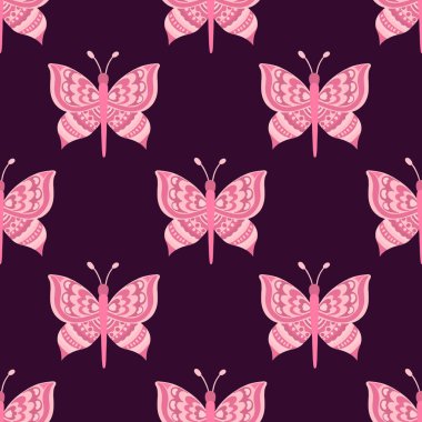 Kelebek ve bitkisiz desen. Basit düz şirin element böceği. Sevimli çizgi film tasarımı..