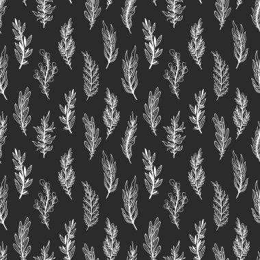 Seamless pattern rustic branch hand draw style. Floral drawing background.