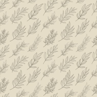 Seamless pattern rustic branch hand draw style. Floral drawing background.