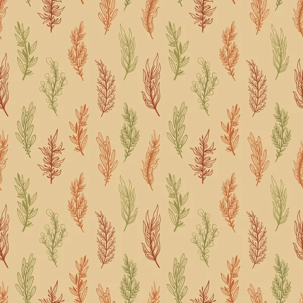Seamless pattern rustic branch hand draw style. Floral drawing background. — ストックベクタ