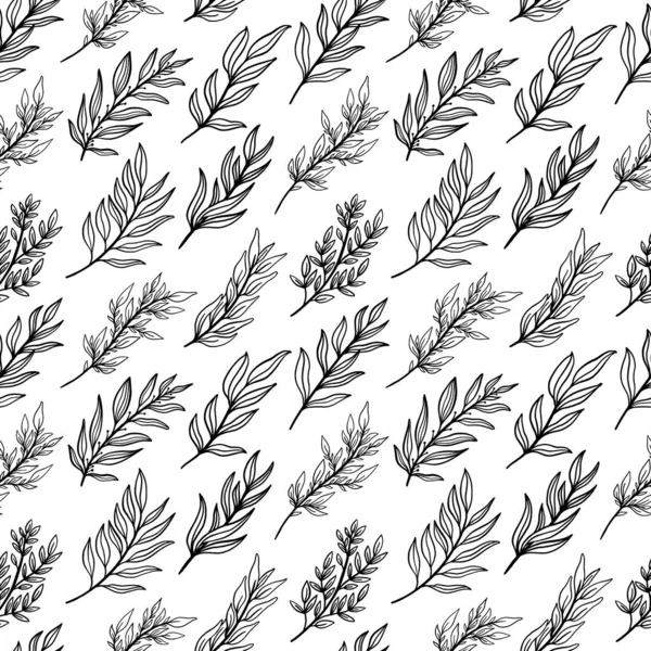 Seamless pattern rustic branch hand draw style. Floral drawing background. — Stockvektor