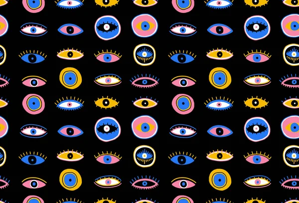 Evil Seeing eye symbol seamless pattern. Occult mystic emblem, graphic design tattoo. Esoteric sign alchemy, decorative style, providence sight. — Διανυσματικό Αρχείο