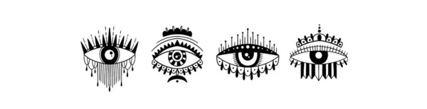 Зло Бачити Набір Символів Очей Окультна Містична Емблема Татуювання Графічного — стоковий вектор