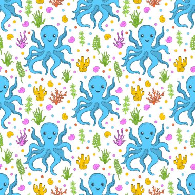 Kusursuz desenli okyanus hayvanı. Su altında vahşi yaşam. Çizgi film tarzı..