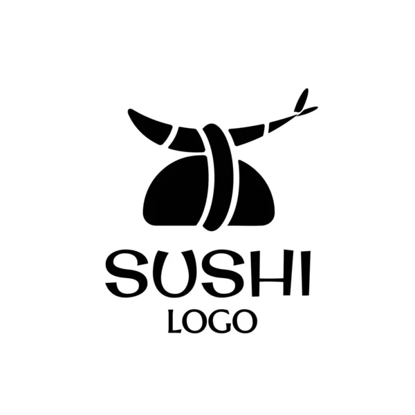 Imagem Vetorial Camarão Sushi Logo Template Design Minimalista Silhueta Preta — Vetor de Stock