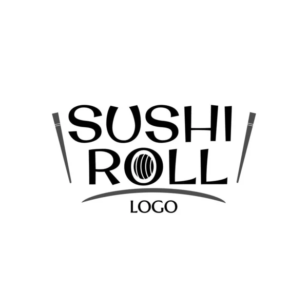 Ícone Vetorial Com Sushi Rolo Texto Rolo Imagem Dois Modelo — Vetor de Stock