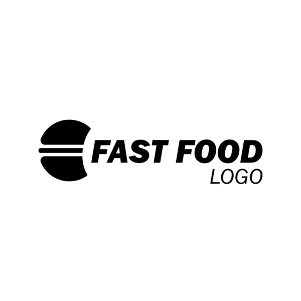 Logo Tekstu Wektorowego Dla Fast Food Naklejka Tekstem Ikoną Burger — Wektor stockowy