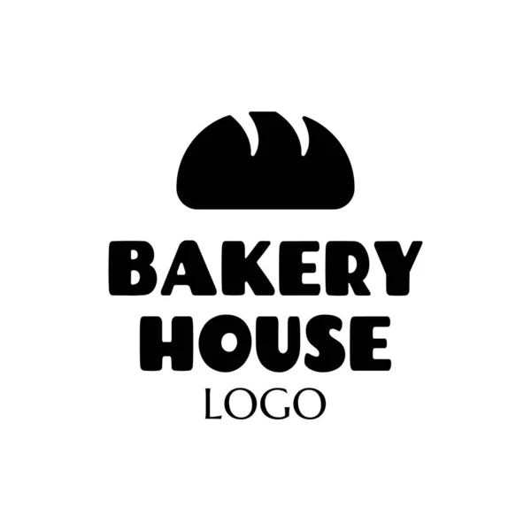 面包店矢量文字标志贴纸与文字和面包图标 用字母标注单词Bakery House 烘焙室的糕点轮廓 字体标识符号设计 — 图库矢量图片