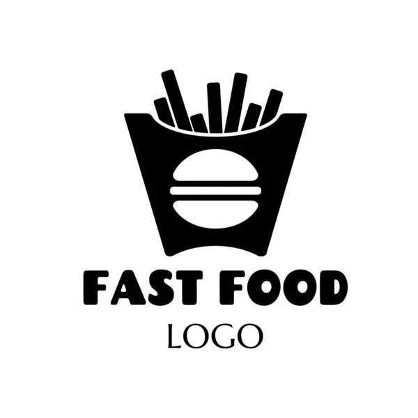 Logo Fast Food Wektor Naklejka Tekstem Frytki Burger Etykieta Napisem — Wektor stockowy