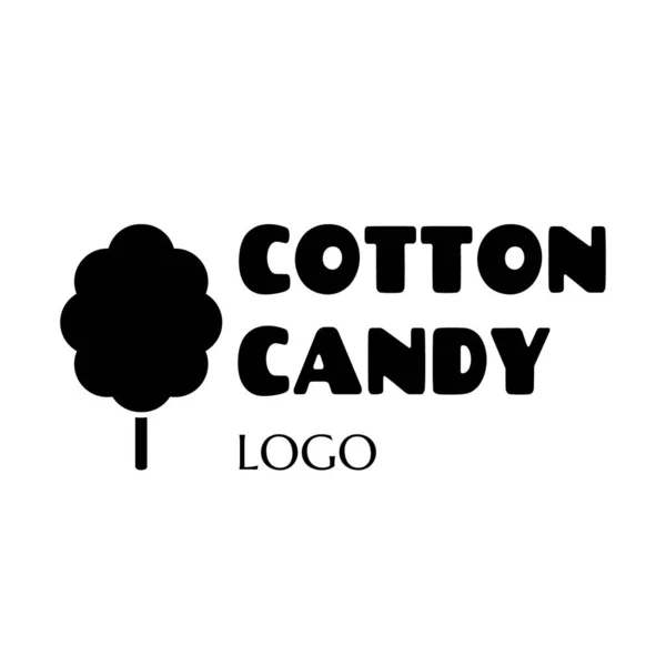 Metin Pamuk Şeker Ikonlu Vektör Metin Logosu Etiketi Üzerinde Cotton — Stok Vektör