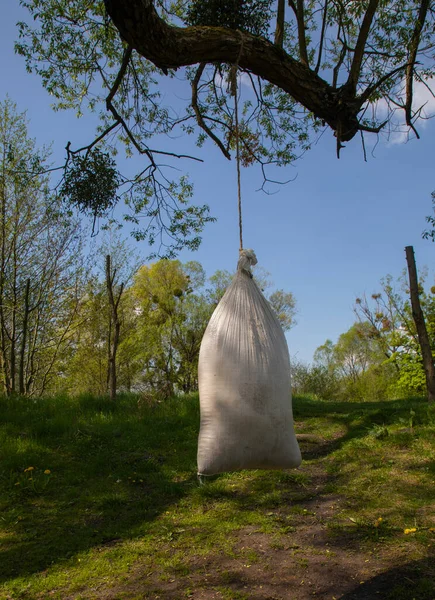 Training homemade punching bag for outdoor activities