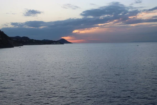 Niesamowita Fotografia Morza Śródziemnego Letnie Dni Piękny Zachód Słońca Nad — Zdjęcie stockowe