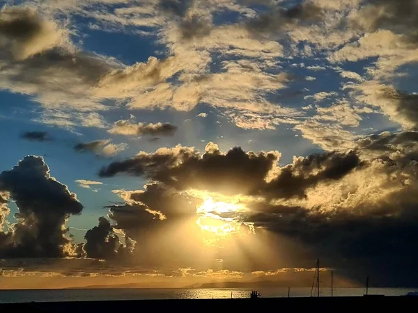 Gênes Italie Novembre 2021 Beau Coucher Soleil Sur Mer Ville — Photo