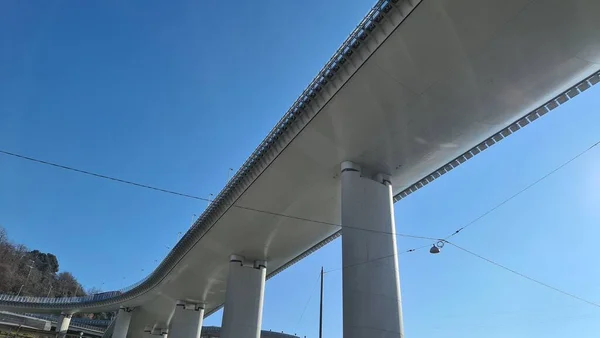Genua Italien Januar 2022 Schöner Blick Auf Die Neue Brücke — Stockfoto