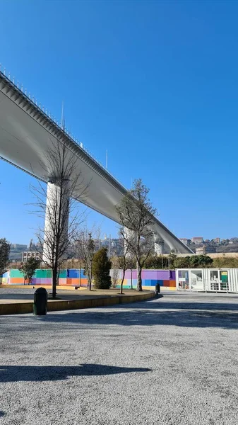 Genua Włochy Stycznia 2022 Piękny Widok Nowy Most Genui Froom — Zdjęcie stockowe