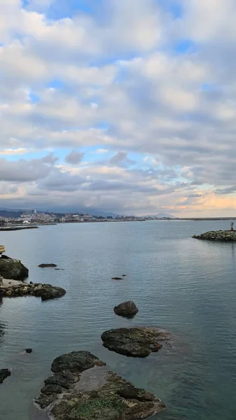 Genova Italy January 2022 Seascape Blue Sky Clouds Sea Tropical — Stock Photo, Image