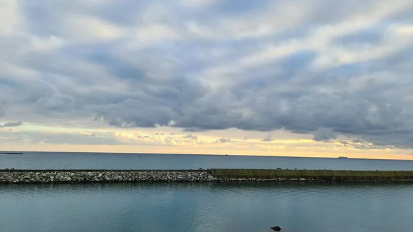 Gênes Italie Janvier 2022 Paysage Marin Ciel Bleu Nuages Mer — Photo