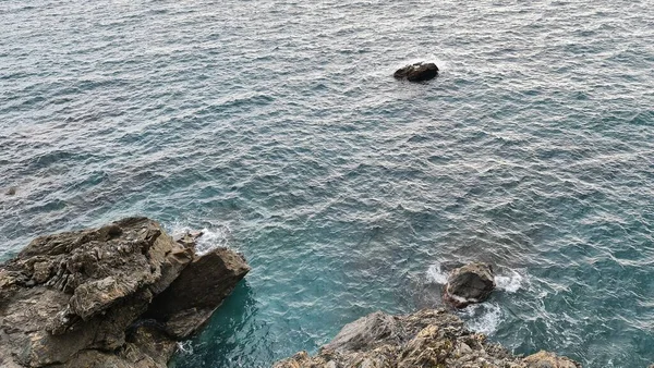 Génova Italia Enero 2022 Paisaje Marino Cielo Azul Nubes Mar — Foto de Stock