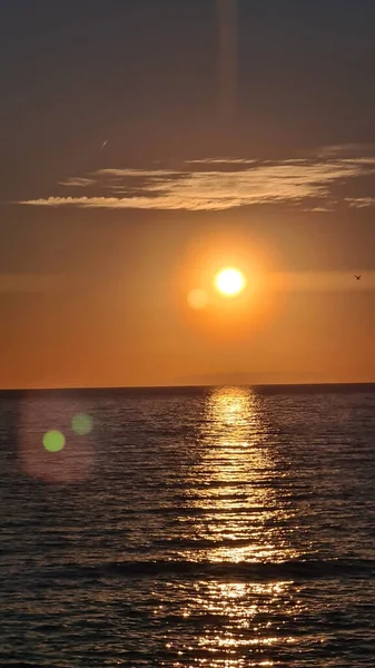 Génova Italia Enero 2022 Hermosa Puesta Sol Sobre Mar Invierno — Foto de Stock