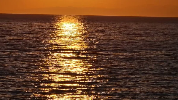 Gênova Itália Janeiro 2022 Belo Pôr Sol Sobre Mar Inverno — Fotografia de Stock