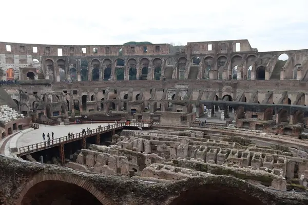 Řím Itálie Února 2022 Panoramatický Pohled Vnitřní Část Kolosea Italském — Stock fotografie