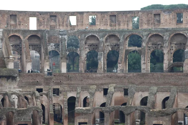 Roma Itália Fevereiro 2022 Vista Panorâmica Parte Interna Coliseu Cidade — Fotografia de Stock
