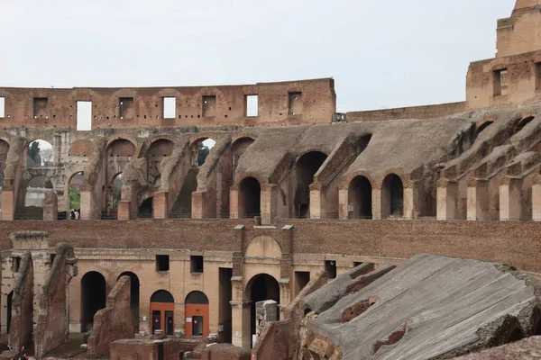 Roma Itália Fevereiro 2022 Vista Panorâmica Parte Interna Coliseu Cidade — Fotografia de Stock