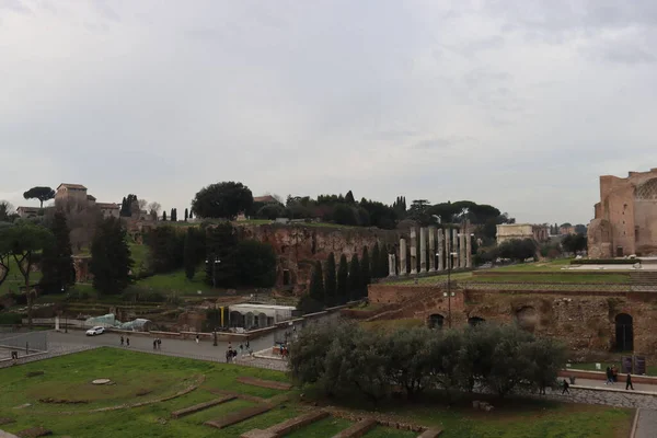 Řím Itálie Února 2022 Panoramatický Pohled Vnitřní Část Kolosea Italském — Stock fotografie