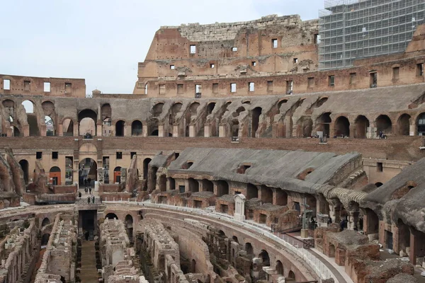 Roma Itália Fevereiro 2022 Vista Panorâmica Parte Interna Coliseu Cidade — Fotografia de Stock