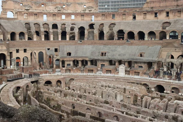Рим Италия Февраля 2022 Панорамный Вид Внутреннюю Часть Колизея Городе — стоковое фото