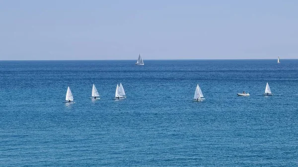 Savona Italia Februarie 2022 Panorama Mării Albastre Lumina Deasupra Apei — Fotografie, imagine de stoc