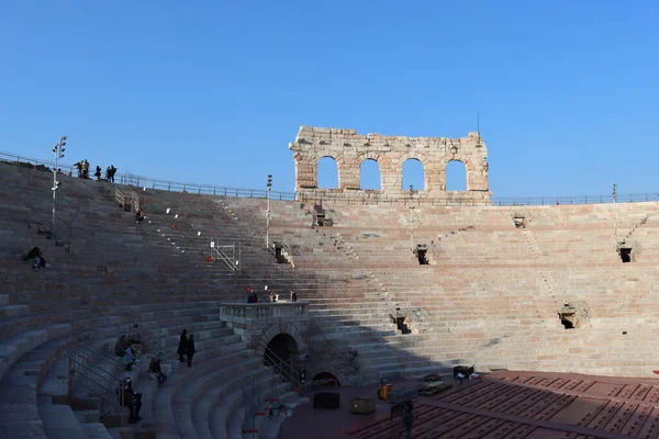 Verona Itália Março 2022 Arena Verona Antigo Anfiteatro Romano Céu — Fotografia de Stock