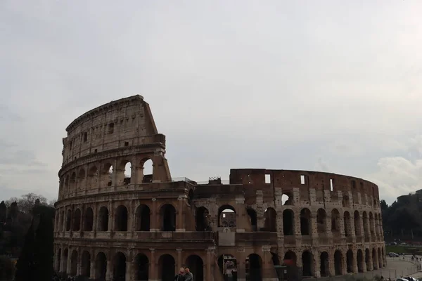 Řím Itálie Února 2022 Panoramatický Výhled Koloseum Italském Římě Studená — Stock fotografie