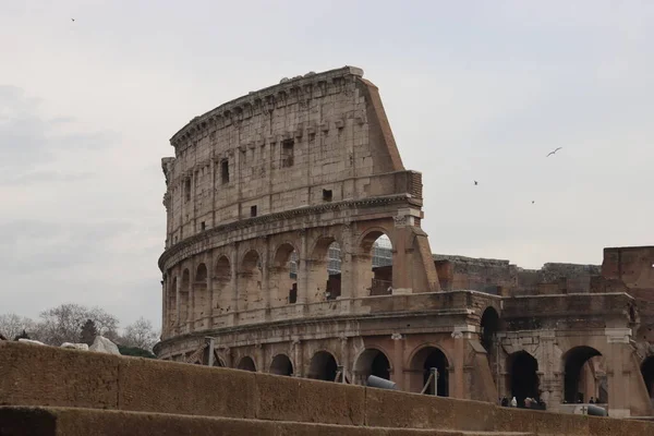 Rome Italië Februari 2022 Panoramisch Uitzicht Het Colosseum Rome Italië — Stockfoto