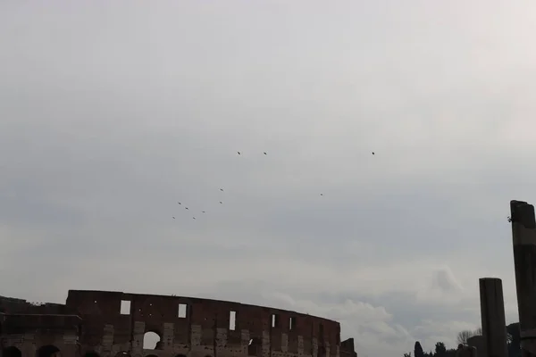 Řím Itálie Února 2022 Panoramatický Výhled Koloseum Italském Římě Studená — Stock fotografie