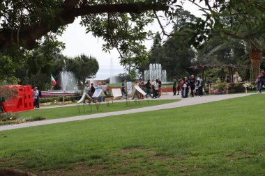 Cenova, Itay - 03 Mayıs 2022: Euroflora bir çiçek sergisi ve süs bitkisi Cenova 'nın Nervi parklarında yer alan başlıca çiçek sergilerinden biri..