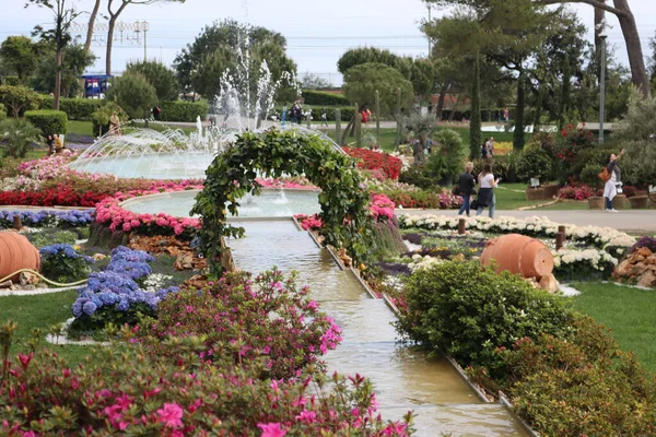 Genova, Itay - May 03, 2022: Euroflora is an exhibition of the flower and the ornamental plant is one of the main floral exhibitions taking place in the  Nervi parks of Genova.