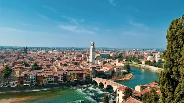 Verona Italy March 2022 Aerial View Verona Historical City Centre — Stock Photo, Image