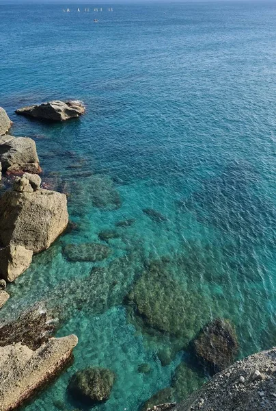 Genua Włochy Lipca 2022 Panorama Błękitnego Morza Światło Nad Wodą — Zdjęcie stockowe